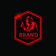 Logo Welding company badge logo design, emblem logo vector