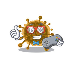 Mascot design concept of negarnaviricota gamer using controller