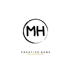 
M H MH Initial logo template vector. Letter logo concept