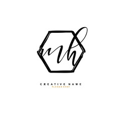 
M H MH Initial logo template vector. Letter logo concept