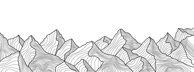 andscape wallpaper design with Golden mountain line arts, luxury background design for cover, invitation background, packaging design, fabric, and print. Vector illustration.