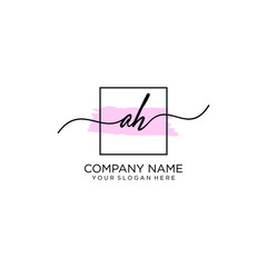 AH initial Handwriting logo vector templates