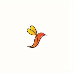 bird orange fly icon logo 