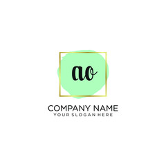 AO initial Handwriting logo vector templates