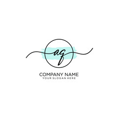 AQ initial Handwriting logo vector templates