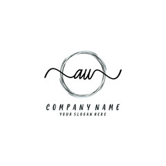 Obraz premium AU initial Handwriting logo vector templates