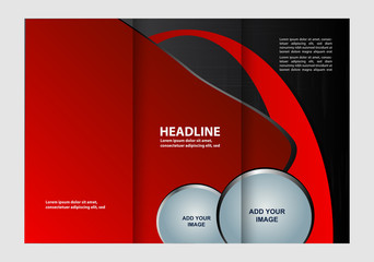 Tri-fold brochure template design, business leaflet, booklet wave
