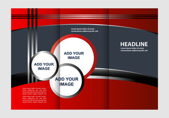 Tri-fold brochure template design, business leaflet, booklet wave
