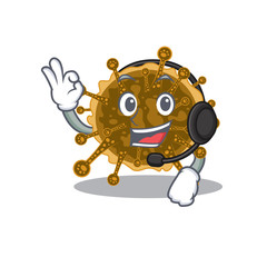 A gorgeous negarnaviricota mascot character concept wearing headphone