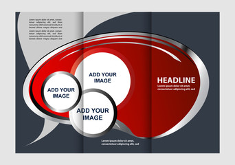 Tri-fold brochure template design, business leaflet, booklet wave
