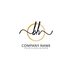 BH initial Handwriting logo vector templates