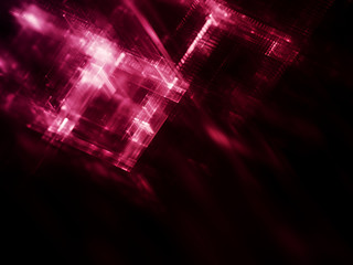 Abstract red on black background. Fractal graphics 3d illustration. Science or technology concept.