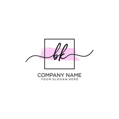BK initial Handwriting logo vector templates
