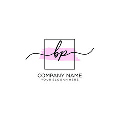 BP initial Handwriting logo vector templates