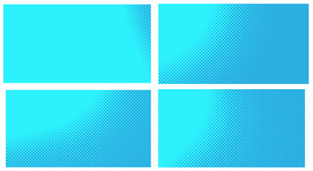 Blue pop art background. Abstract creative vector comics style blank layout template with clouds beams and isolated dots pattern. Set for sale banner, empty polka dots bubble.