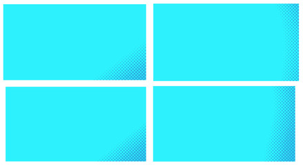 Obraz premium Blue pop art background. Abstract creative vector comics style blank layout template with clouds beams and isolated dots pattern. Set for sale banner, empty polka dots bubble.