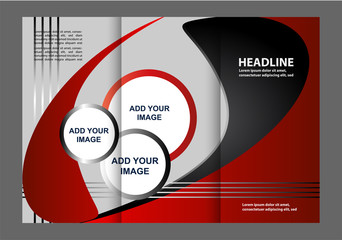 Tri-fold brochure template design, business leaflet, booklet wave 