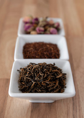 Assortment of tea on a wooden table