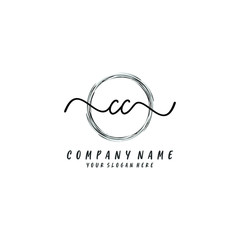 Obraz premium CC initial Handwriting logo vector templates
