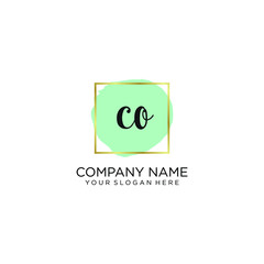 CO initial Handwriting logo vector templates