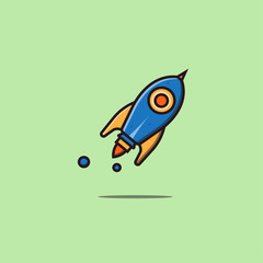 blue rocket in flat illustration style