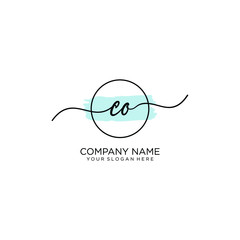 CO initial Handwriting logo vector templates