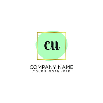 CU initial Handwriting logo vector templates
