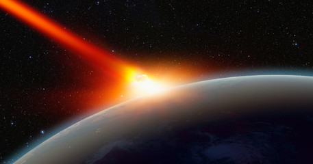 Attack of the asteroid (meteor) on the Earth "Elements of this image furnished by NASA