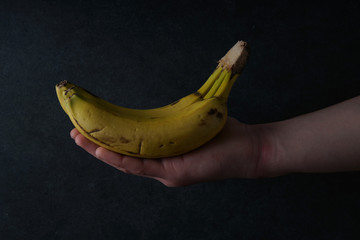 Banana on dark background stock photo