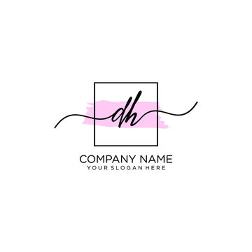 DH initial Handwriting logo vector templates