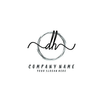 DH initial Handwriting logo vector templates