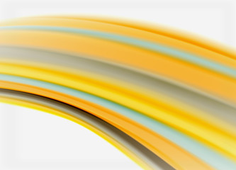 Wave lines abstract background, smooth silk design with rainbow style colors. Liquid fluid color waves. Vector Illustration