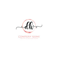 DK initial Handwriting logo vector templates