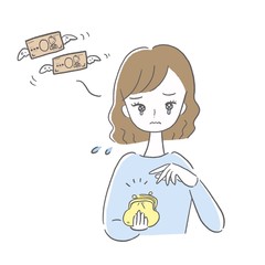 出費　落胆　女性　イラスト