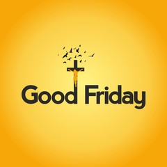 Naklejka premium Banner for Good Friday with Lord Jesus Christ on Cross - Silhouette 