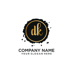 DK initial Handwriting logo vector templates