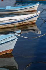 Colourful boats in the harbour of Nin town, Croatia