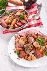 lentils with sausage and vegetable