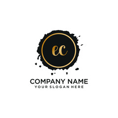 Naklejka premium EC initial Handwriting logo vector templates