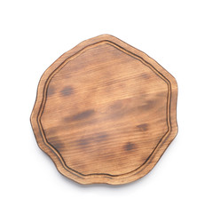 Wooden board on white background