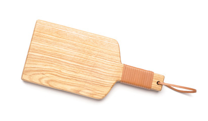 Wooden board on white background