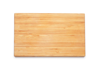 Wooden board on white background