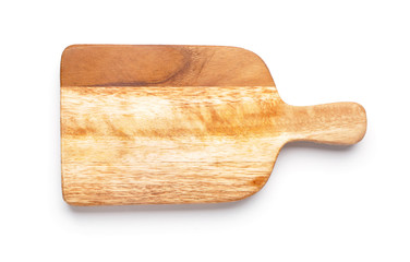 Wooden board on white background