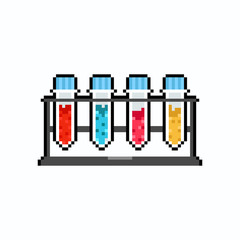Pixel art science test tube icon design.