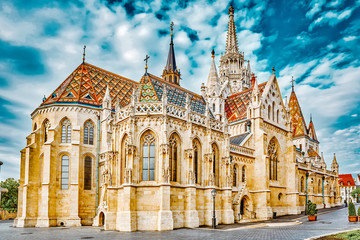 Fototapeta na wymiar St. Matthias Church in Budapest. One of the main temple in Hungary.