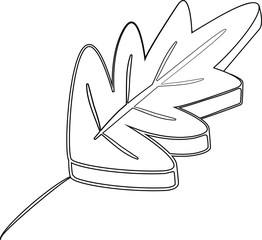 Isolated black Leaf. Sing flora element. Vector illustration.