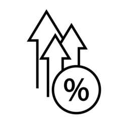 Increasing percent vector icon. Arrows up illustration sign. deposit symbol.