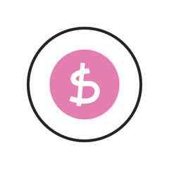 Dollar coin fill syle icon vector design
