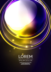 Glowing neon shiny transparent bubbles, glass circles or bio cell concept. Techno futuristic vector abstract background For Wallpaper, Banner, Background, Card, Book Illustration, landing page