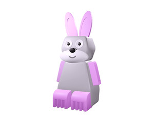 Rabbit cartoon character on white background. 3d rendering. Illustration for advertising.